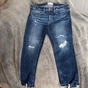 BKE Dark Blue Distressed Ankle Jeans